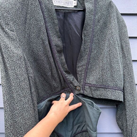 Marsha Brander VINTAGE matching set skirt suit hunter green antique size 12 - Picture 8 of 8